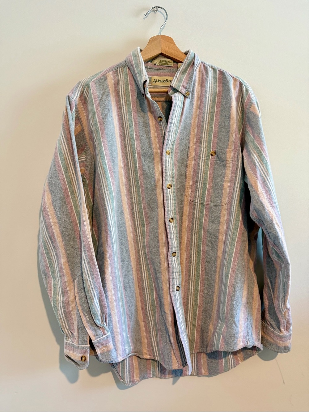 Vintage St. John's Bay Pastel Striped Button-Up Shirt - Multicolor